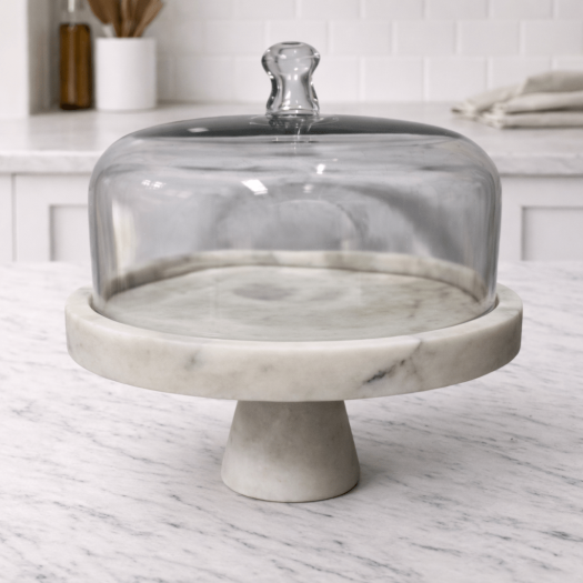 Marble Cake Stand Covered High