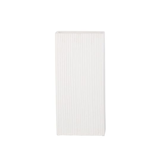 MATTE WHITE RIBBED VASE 14.75