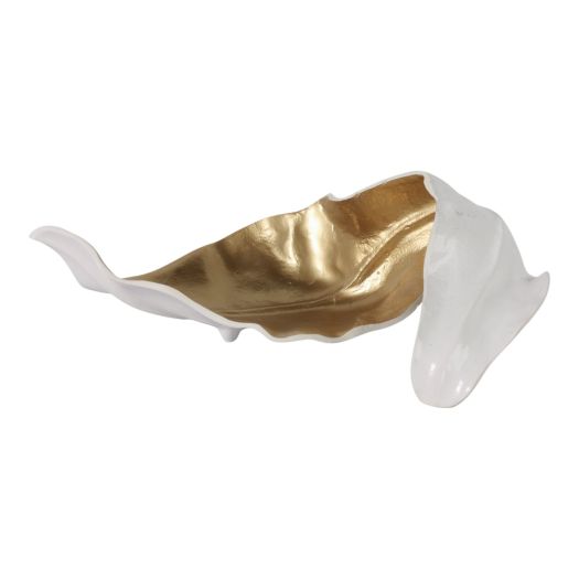 Metal 18 Curled Leaf, Ivory/gold