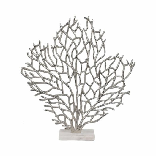 Metal, 21 Coral On Marble Base, Silver