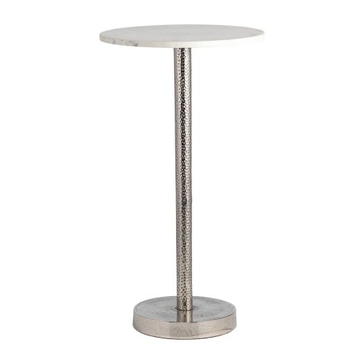 METAL, 24H ROUND DRINK TABLE - FLAT BASE, SILVER/