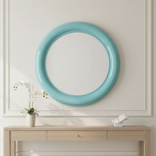 METAL 36 ROUND MIRROR, TURQ