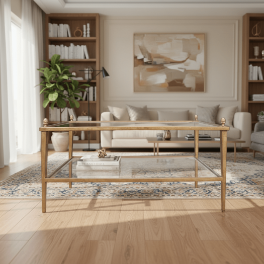 METAL AND GLASS COCKTAIL TABLE