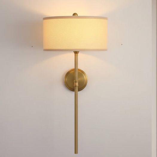 Metal and linen Wall lamp-Gold