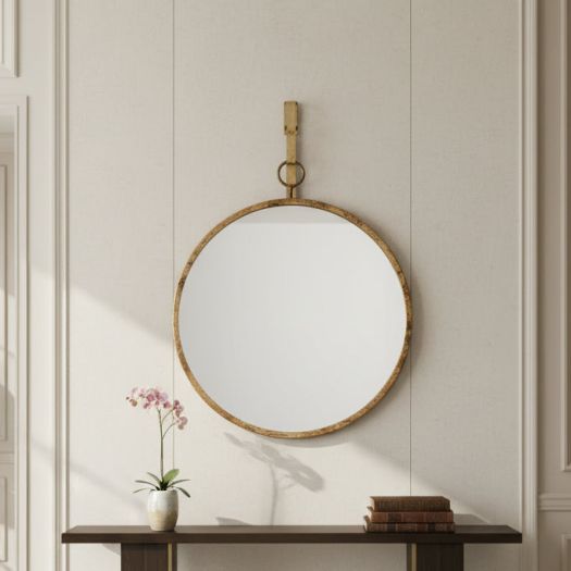 Metal & Glass Wall Mirror, Gold