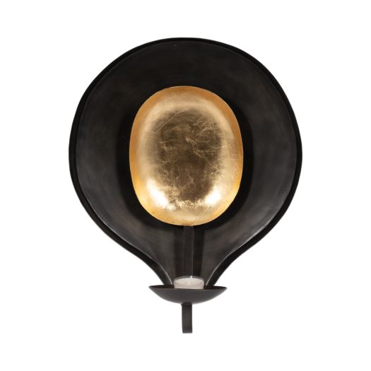 METAL, ROUND VOTIVE HOLDER, BLACK/GOLD