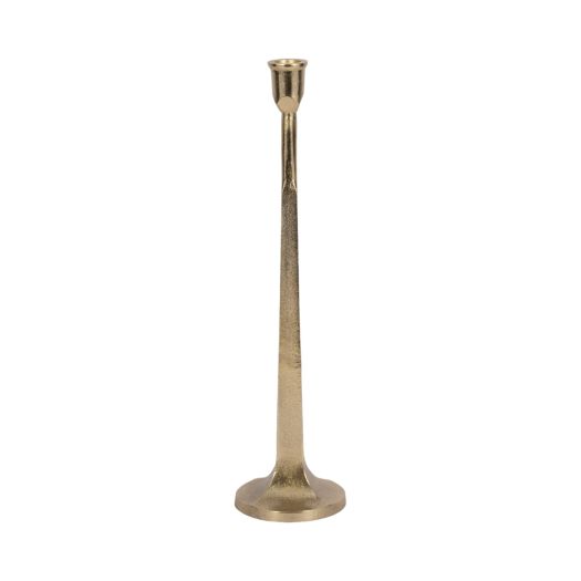 METAL, SQUARED OFF TAPER CANDLEHOLDER, GOLD