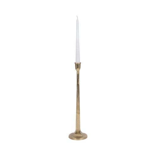 METAL, SQUARED OFF TAPER CANDLEHOLDER, GOLD