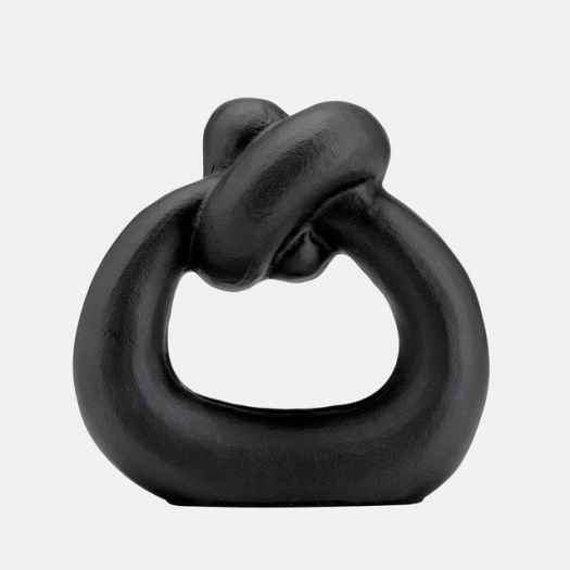 METAL,11H,BROAD KNOT RING SCULPTURE,BLACK