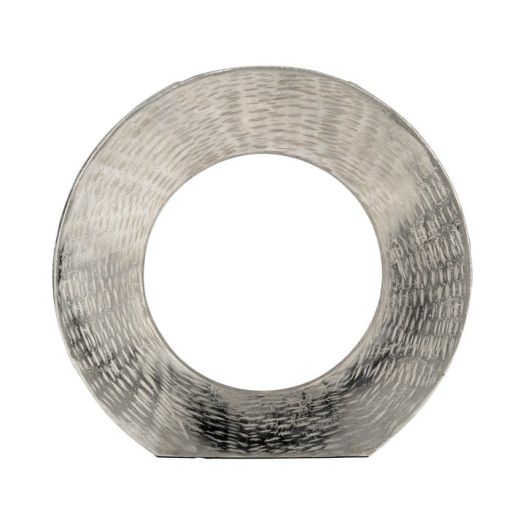METAL,11H,ROUND OPEN CUT OUT VASE,SILVER