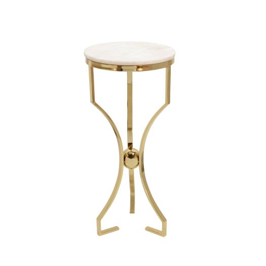 METAL/MARBLE, HOURGLASS SHAPED LEGS TABLE, GOLD