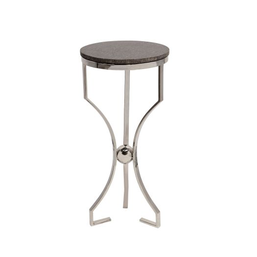 METAL/MARBLE, HOURGLASS SHAPED LEGS TABLE, SILVER