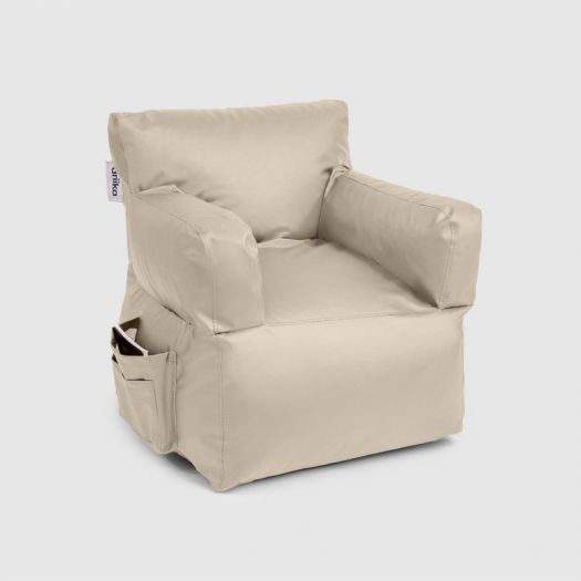 Mighty Beige Leather Bean Bag