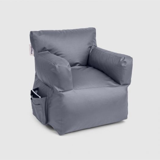 Mighty Gray Leather Bean Bag