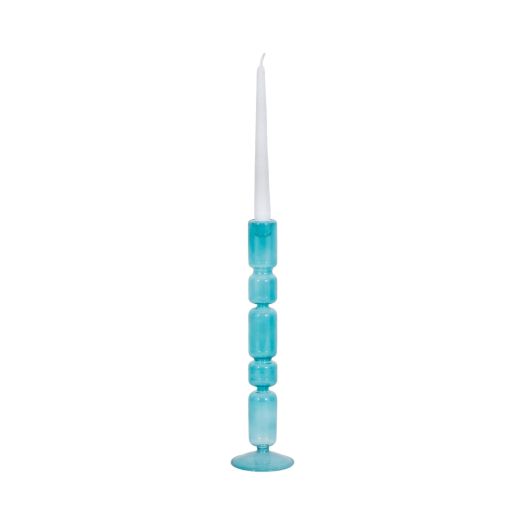 Mixed Bubble Taper Candleholder, Blue
