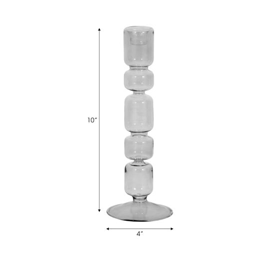 Mixed Bubble Taper Candleholder, Smoke