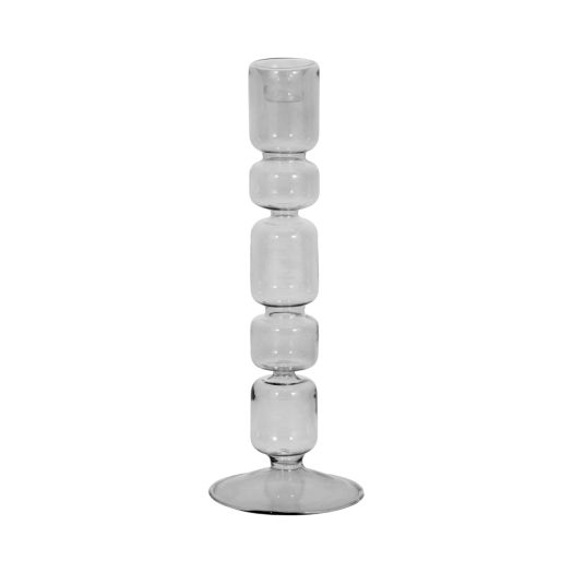 Mixed Bubble Taper Candleholder, Smoke
