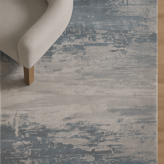 Modern baby blue and off-white Rug