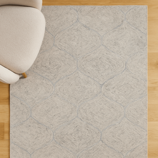 Modern Trellis Rug in Light Gray
