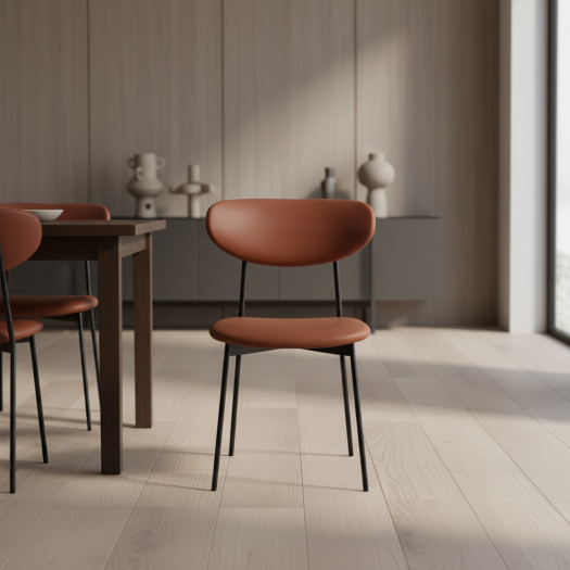 ModernSimplicity Brown PU and Black Leg Dining Chairs