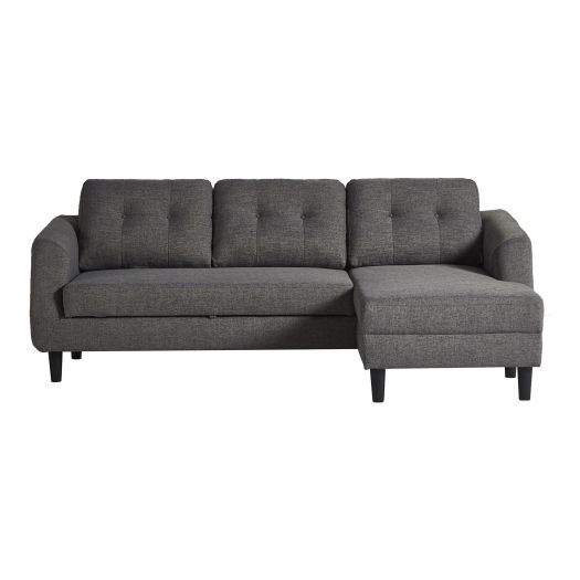 Belagio Sofa Bed With Chaise Charcoal Right