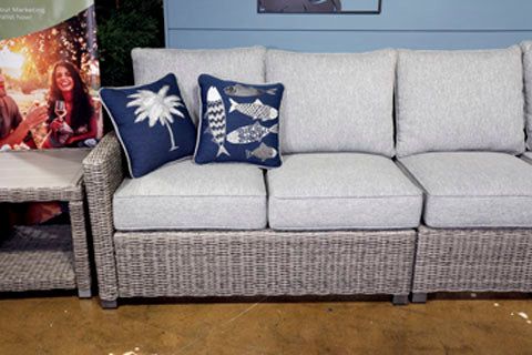 Naples Beach Outdoor Right And Left-Arm Facing Loveseat With Cushion (Set Of 2)