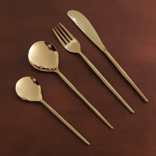 Norah Gold Hammered Cutlery Set of 4