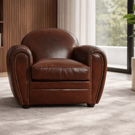 October Brown Leather Accent Chair
