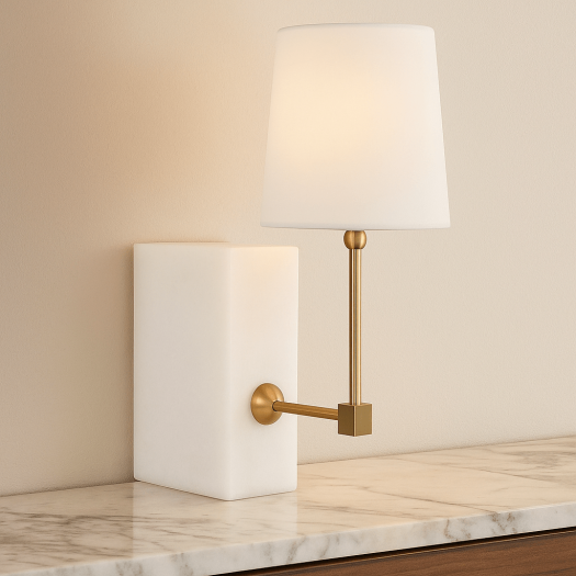 On a Shelf Mini Lamp - White Marble/Brass