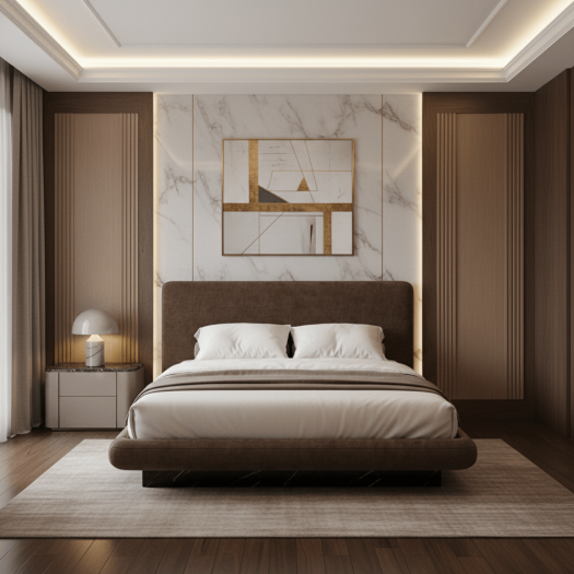 OVERLAP UPH KG BED DARK TAUPE