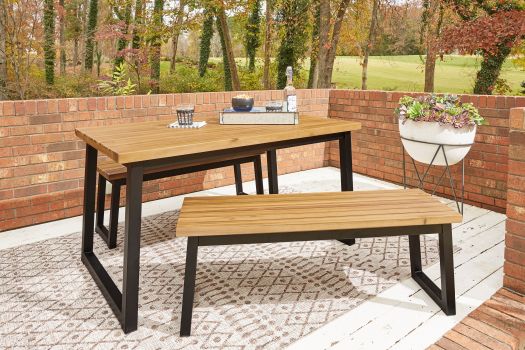 Town Wood Outdoor Dining Table Set (Set Of 3)