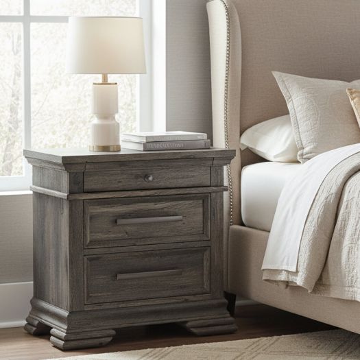Park Ridge 3-Drawer Nightstand in Charcoal