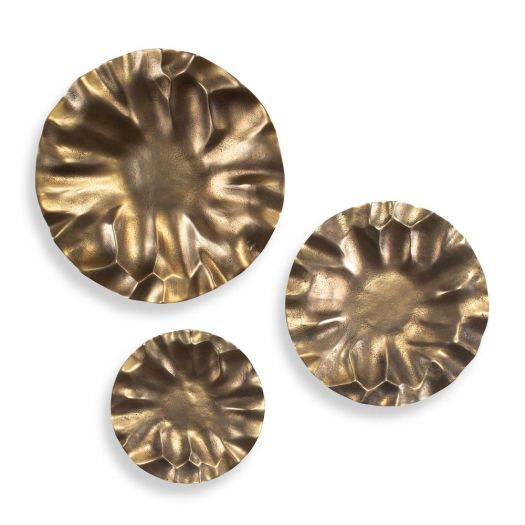 Peonia Indoor-Outdoor Wall Decor, Gold, S/3