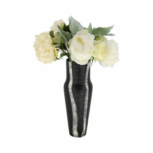 Percy Patterned Gray Metal Vase