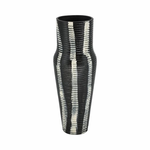 Percy Patterned Gray Metal Vase