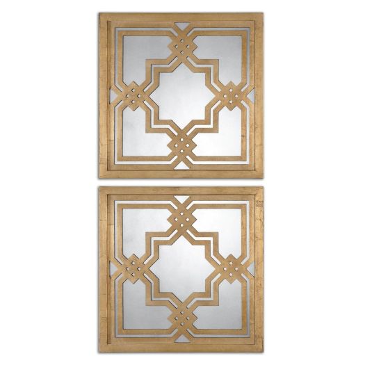 Piazzale Mirrored Wall Squares, S/2