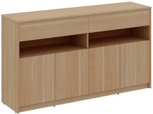 Credenza with 2 Drawer & 4 Swivel Doors Bevel Edge - 1