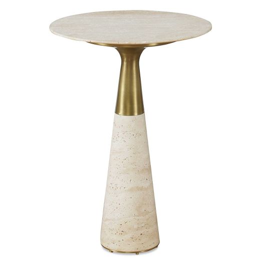 Pier Accent Table Beige Travertine