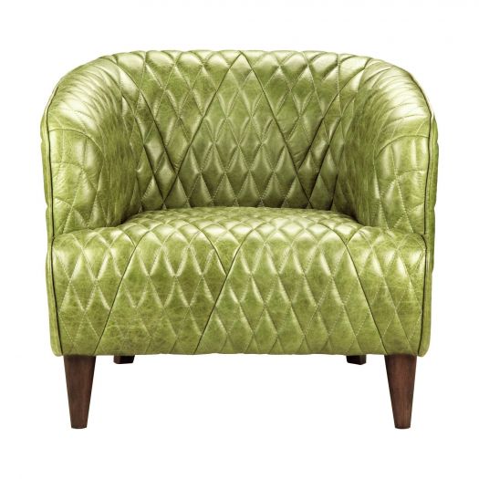 Magdelan Tufted Leather Arm Chair Emerald