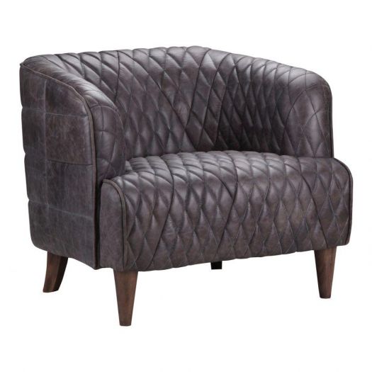 Magdelan Tufted Leather Arm Chair Antique Ebony