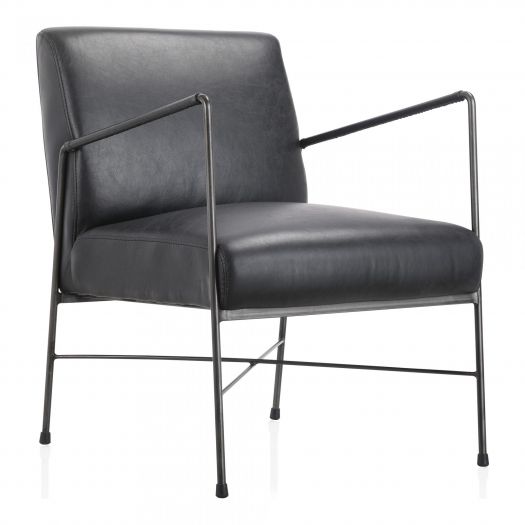 Dagwood Leather Arm Chair Onyx Black Leather