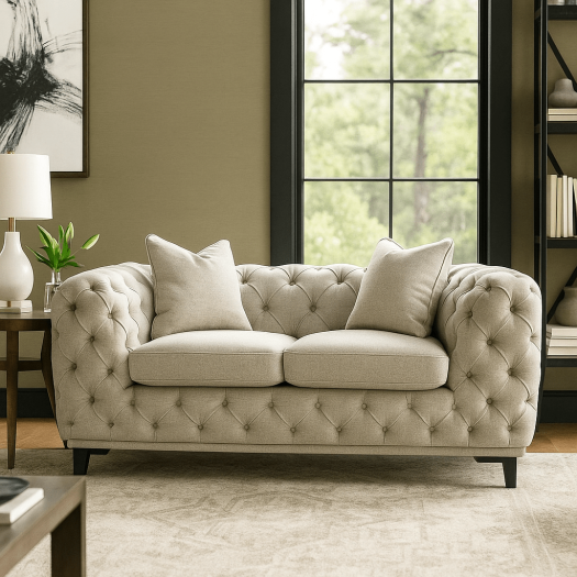 Plain Tuft 2 Seater Loveseat