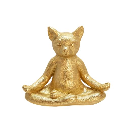 POLYRESIN, 7 YOGA CAT, GOLD