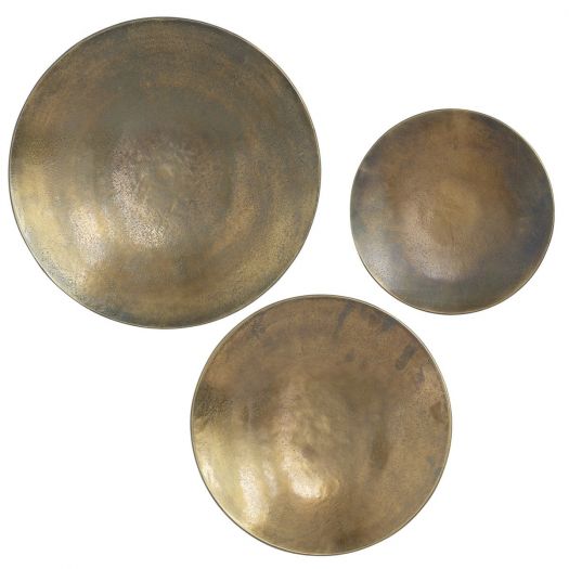 Aitana Metal Wall Decor, Antique Brass, S/3