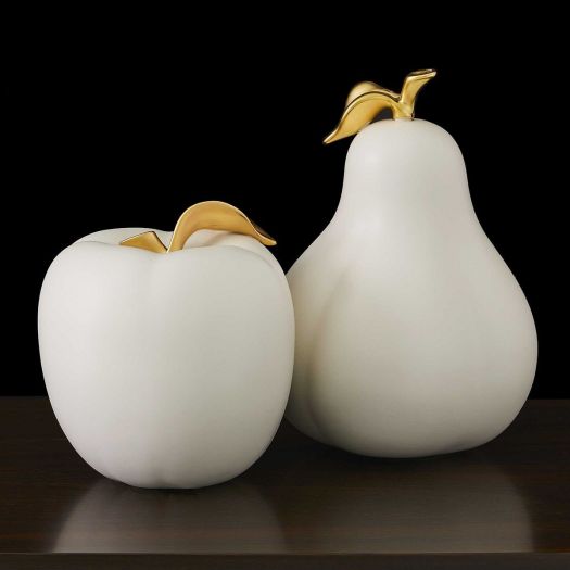 APPLE AND PEAR SCULPTURES, S/2