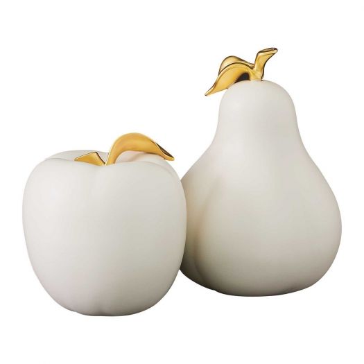 APPLE AND PEAR SCULPTURES, S/2