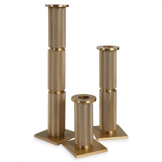 Knurled Taper Candleholders, S/3