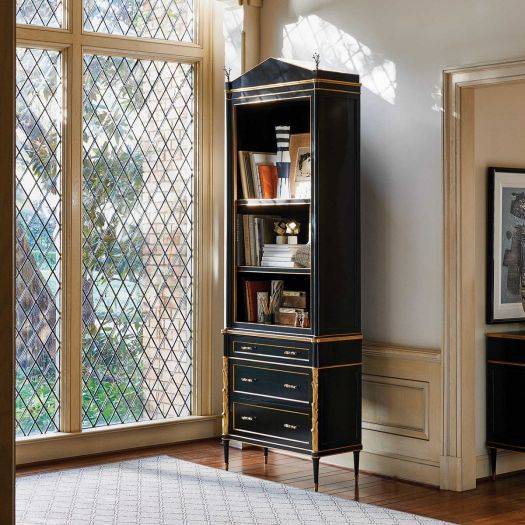 Faux Bois Cabinet, Black/Gold