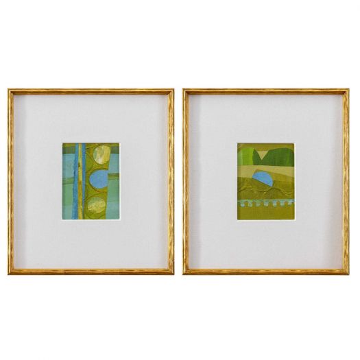 Petite Bijoux Framed Canvases - Lime, S/2