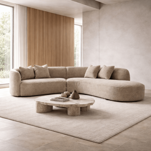 Raya Beige Sectional (Right Chaise+Left Arm)